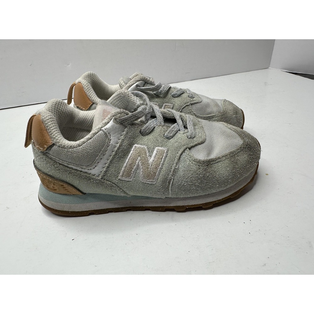New Balance Shoes Toddler Size 7.5 Gray White 574 Suede Mesh Sneakers IC574RK1
